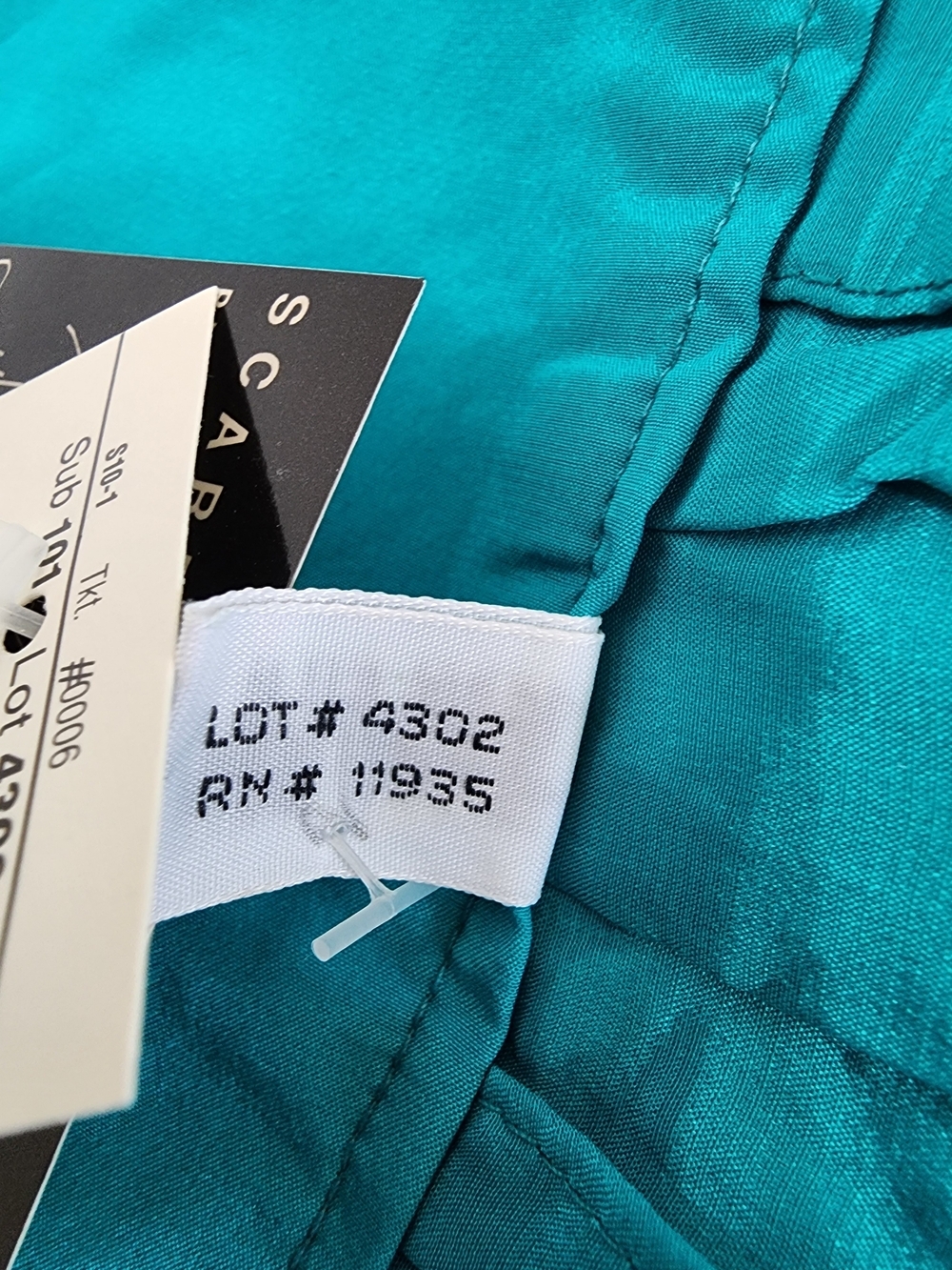 NWT Vintage 100% Silk Turquoise Scarf Dickey Tuck In Lot 4302 FLAW READ DESC - Picture 8 of 9